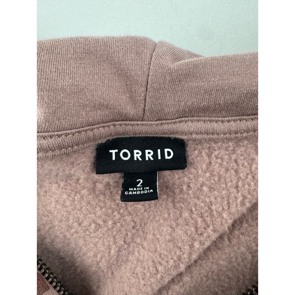 Torrid Leopard Print Zip Up Hoodie Size 2 (2X) Mauve Pink Fleece Jacket - Picture 5 of 10
